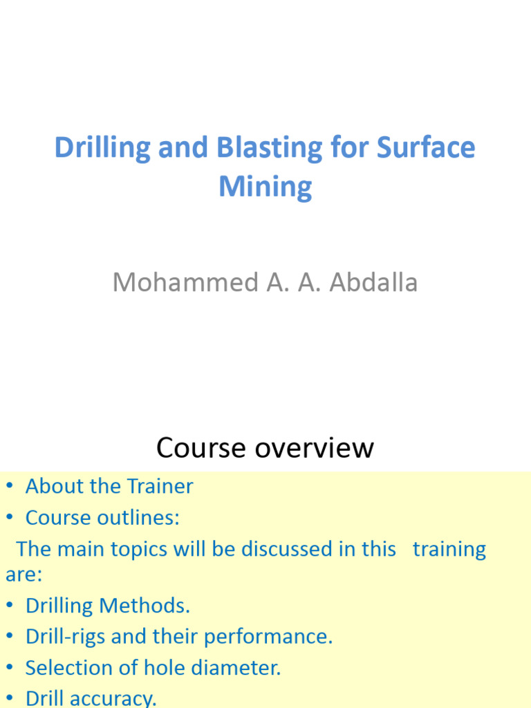 Drilling and Blasting Techniques for Mining | PDF