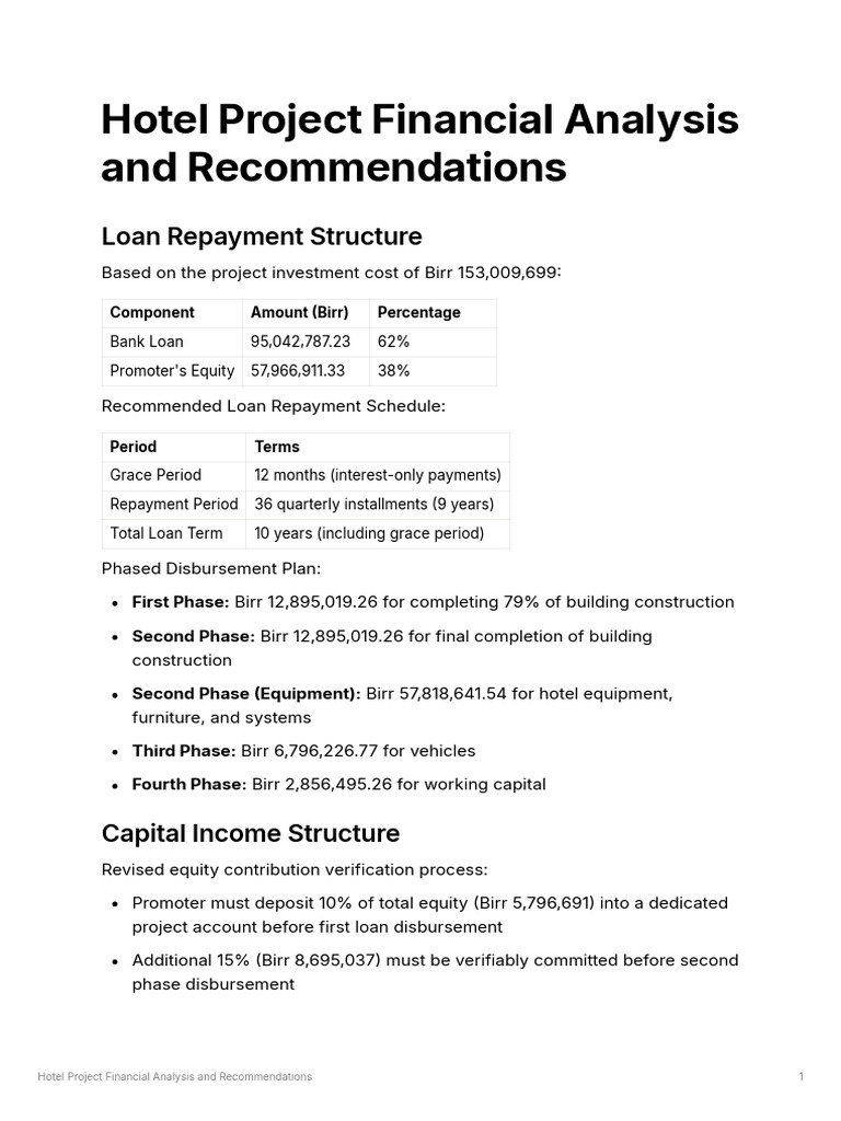 Hotel Financial Analysis & Loan Strategy | PDF | Net Present Value ...