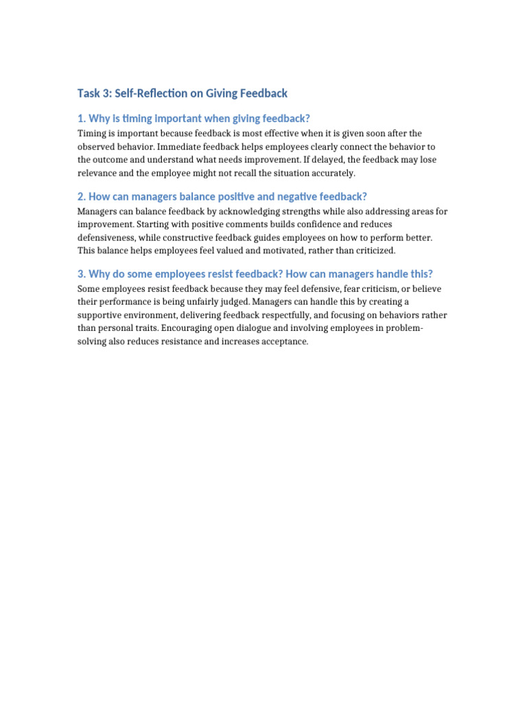 Effective Feedback Strategies for Managers | PDF