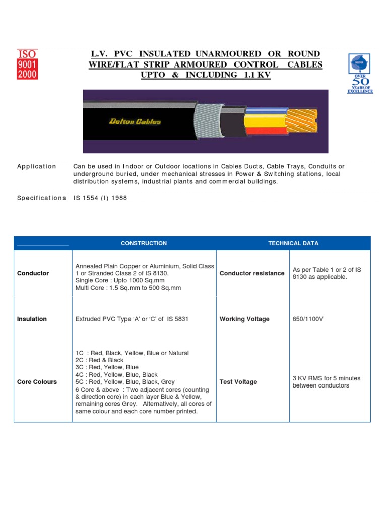 Control Cable Specifications Overview | PDF