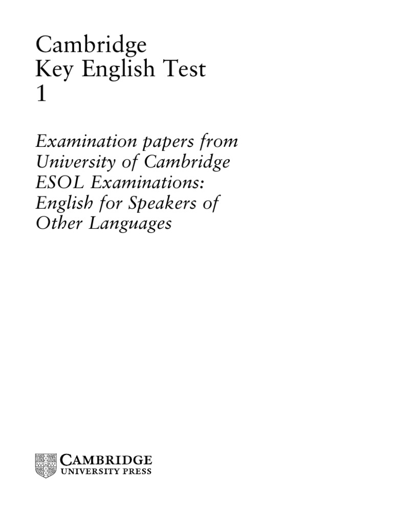 Cambridge Key English Test 1 With Answers | PDF