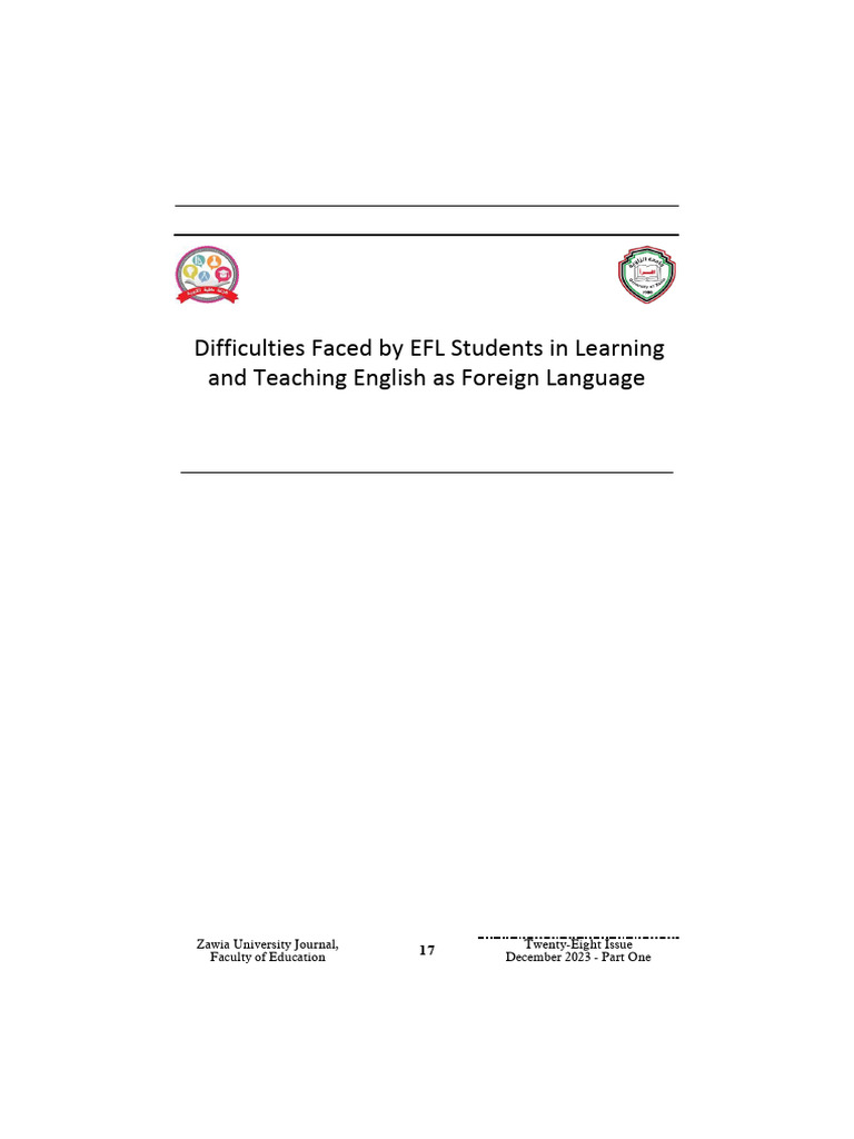 Obstacles Encountered by EFL Students in Learning and Teaching English ...
