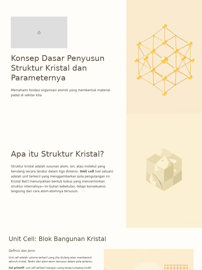 Konsep Dasar Penyusun Struktur Kristal Dan Parameternya | PDF