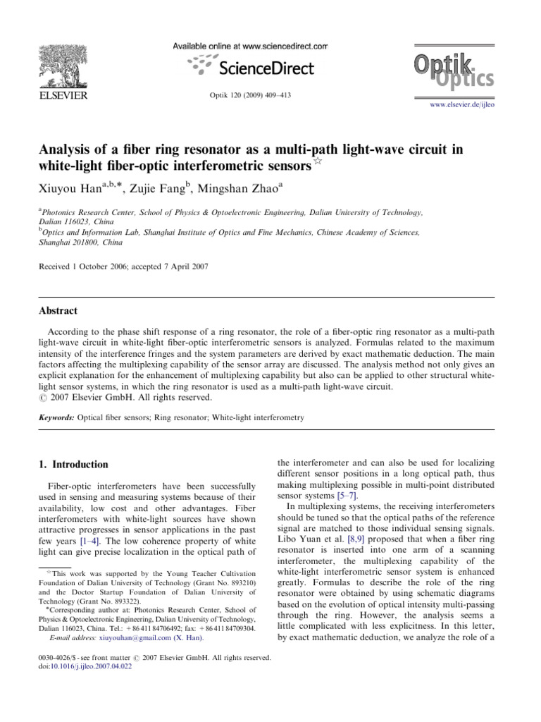 Optik Optik: Optics | PDF | Interferometry | Optical Fiber