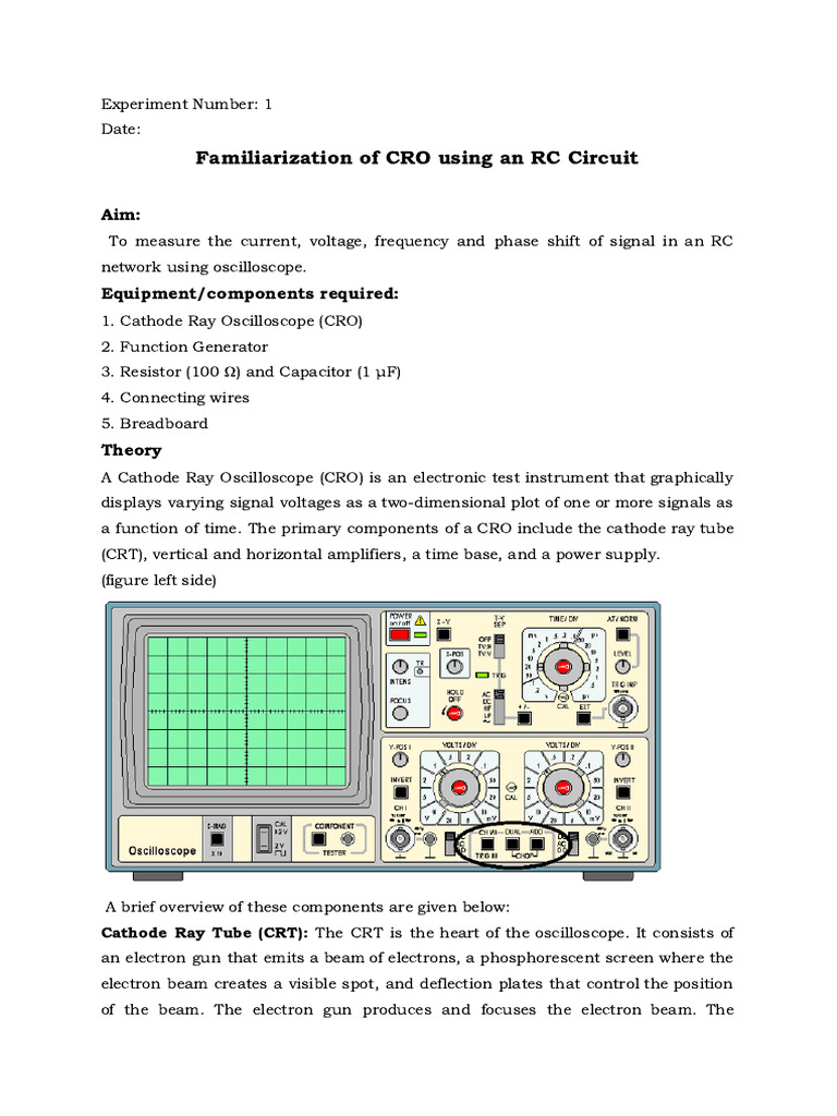 CRO Analysis of RC Circuit Signals | PDF | Amplifier | Electromagnetism