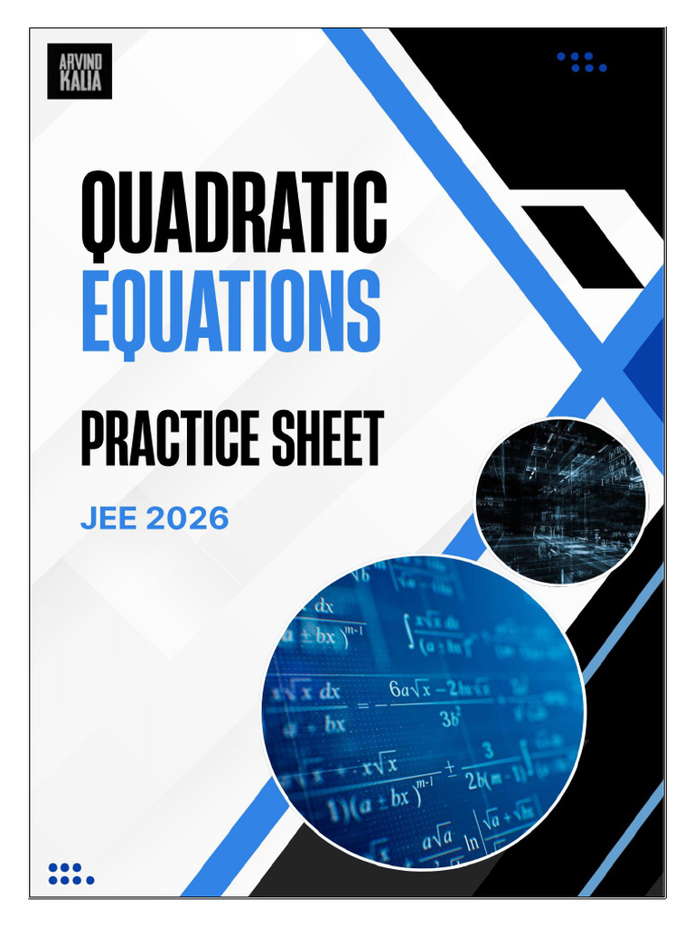 Quadratic Equations - Practice Sheet | PDF | Mathematics | Arithmetic