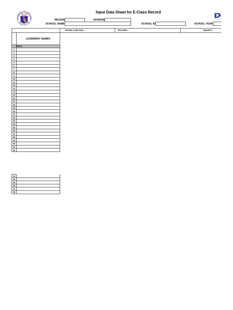 E-Class Record Template for Science | PDF