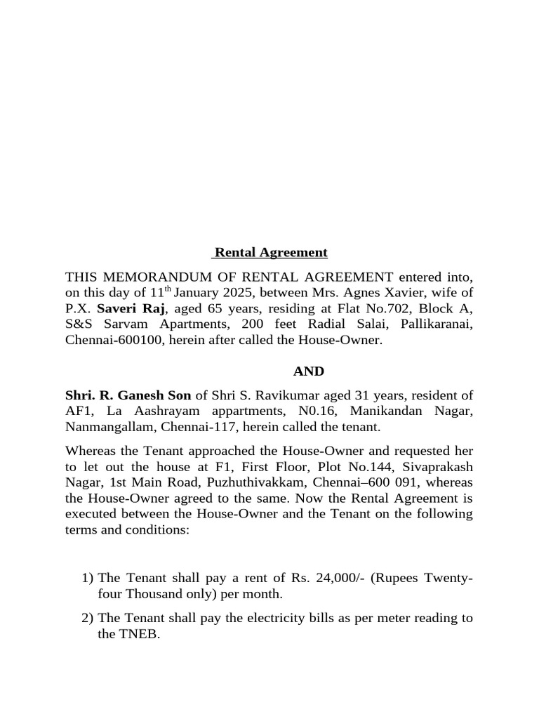 First Floor Rent Agreement | PDF | Leasehold Estate | Lease