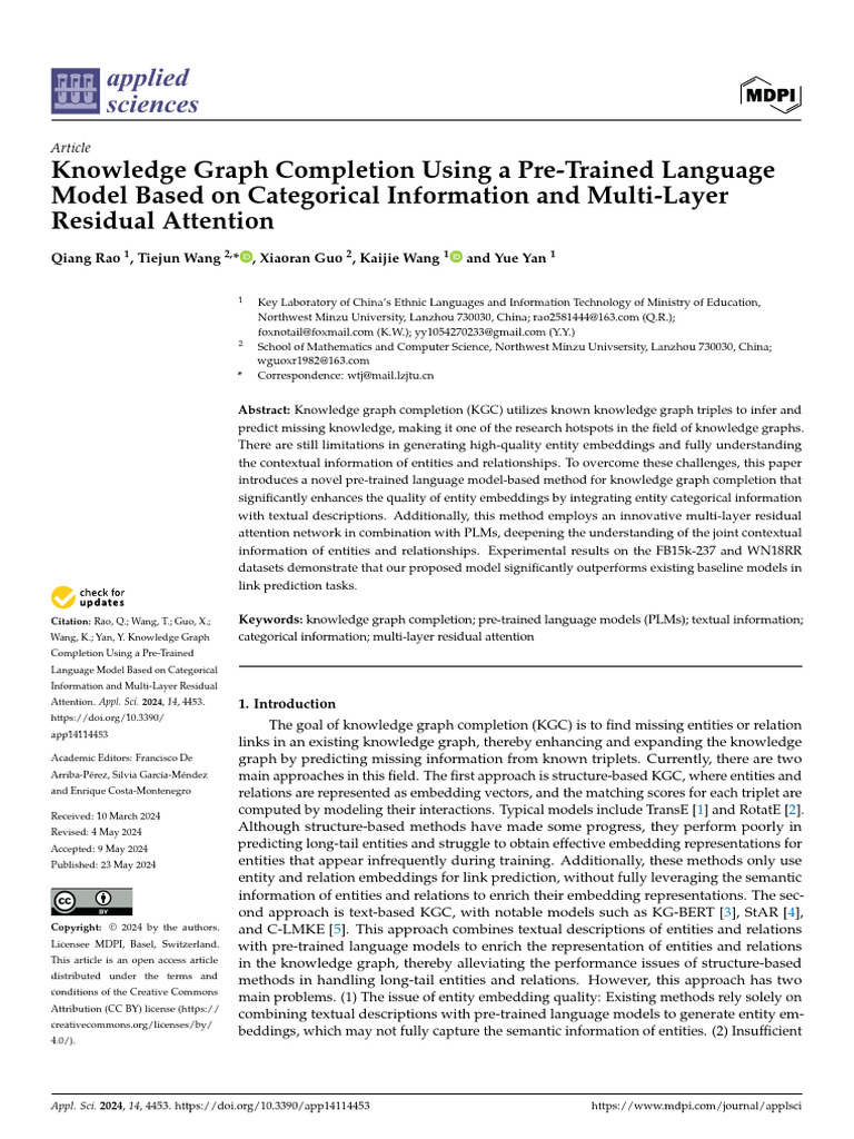 Knowledge Graph Completion Using A Pre-Trained Language Model Based On ...