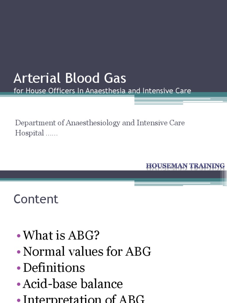 Arterial Blood Gas Analysis Guide | PDF | Respiratory System | Physiology