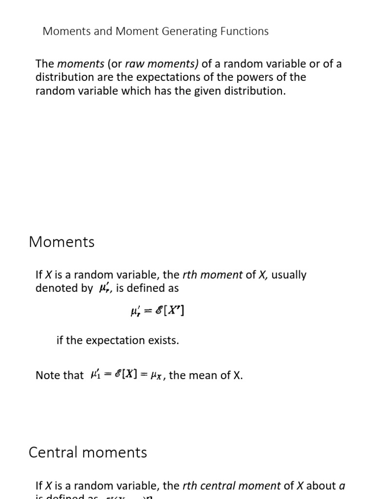 Understanding Moments and MGF in Statistics | PDF