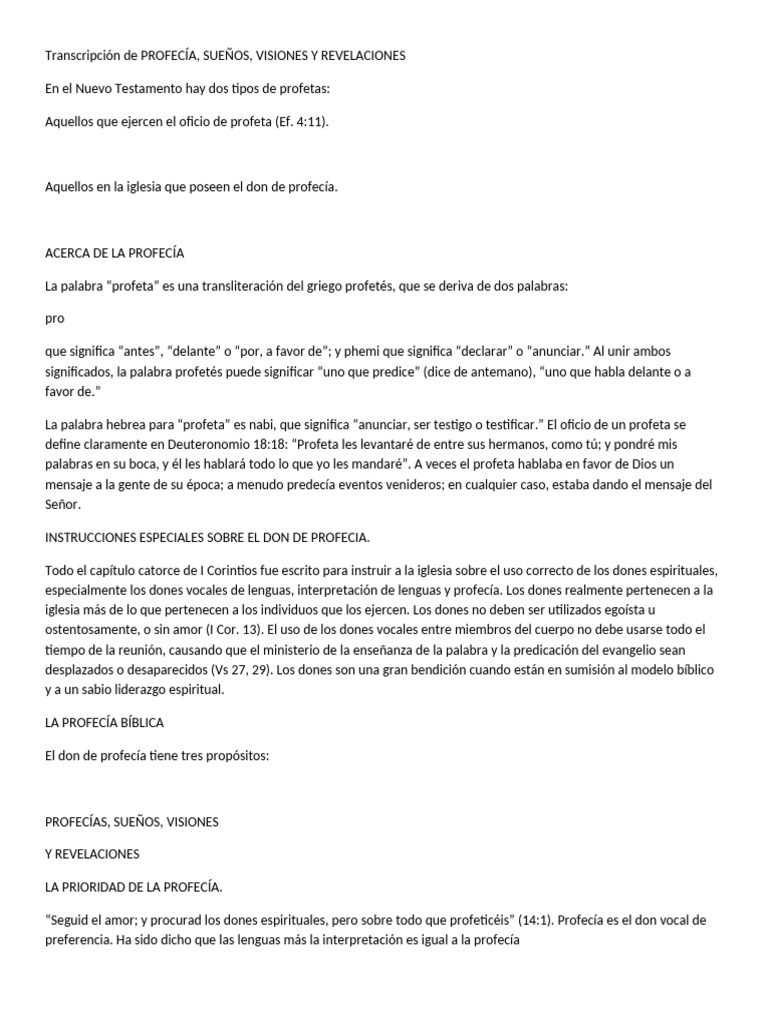 Profecía en el Nuevo Testamento: Guía y Propósitos | PDF | Don ...