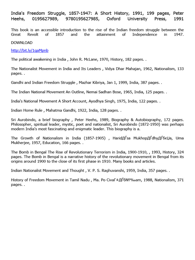 India's Freedom Struggle: 1857-1947 Overview | PDF | Indian ...