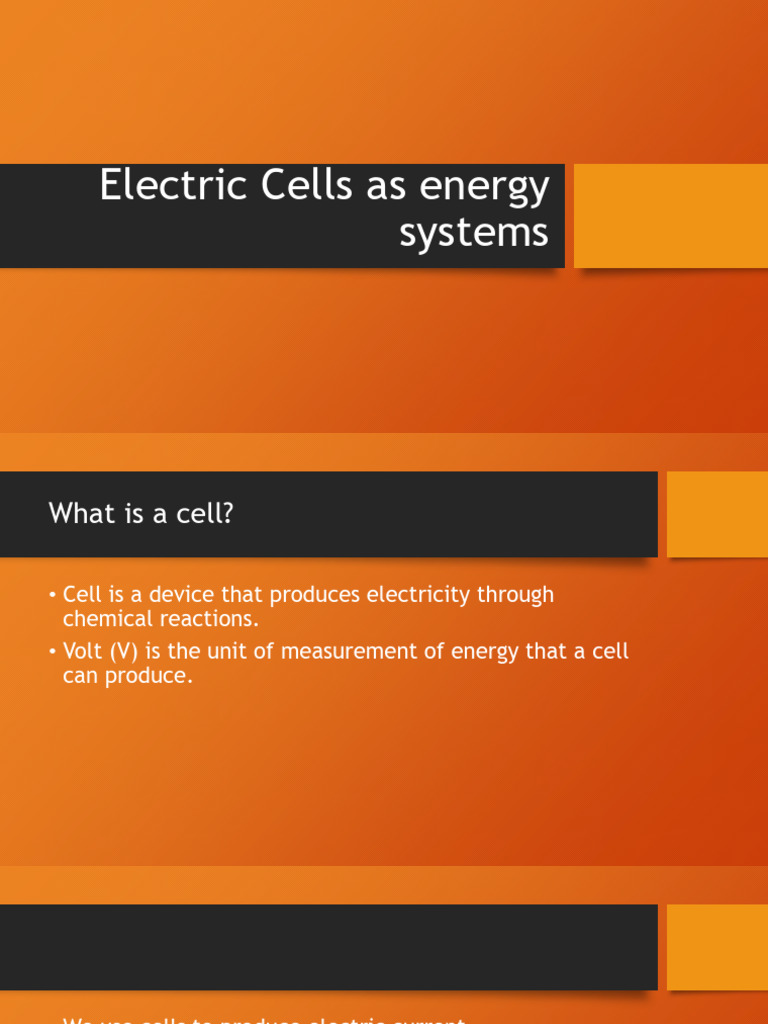 Electric Cells and Energy Systems Explained | PDF