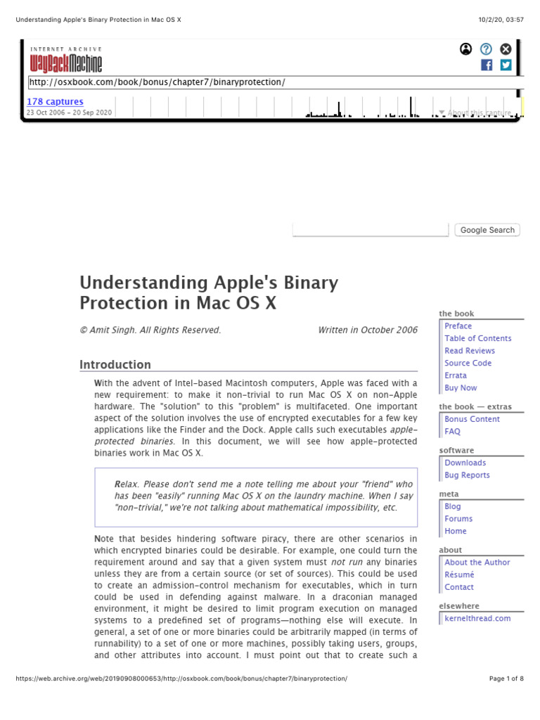 Apple's Binary Protection in Mac OS X | PDF | Mac Os | Software