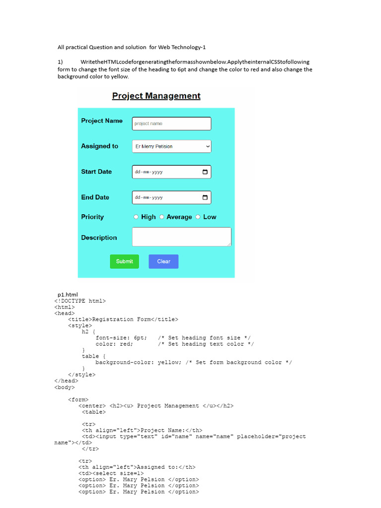 Practical HTML & CSS Exercises Guide | PDF | Cascading Style Sheets ...