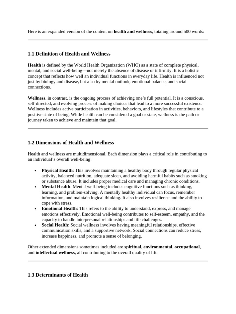 Here Is An Expanded Version of The Content On Health and Wellness | PDF ...