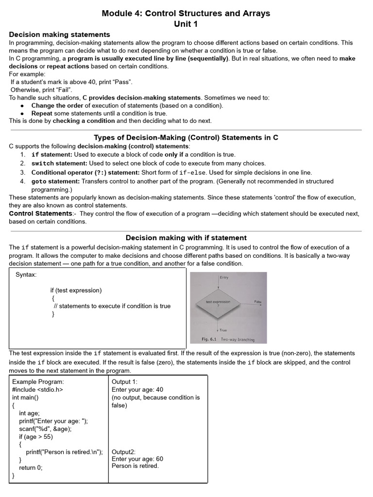 C Programming: Control Structures Guide | PDF | Software Development ...