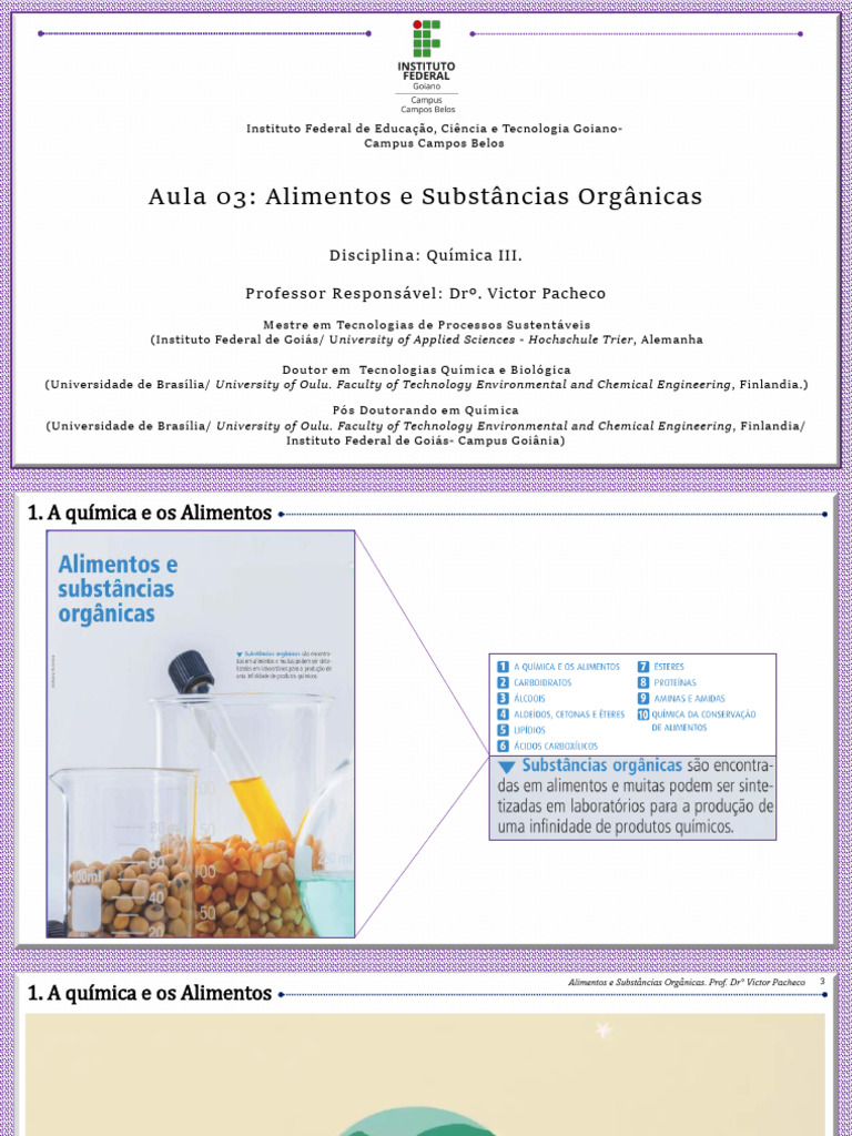 Aula 03 - Alimentos e Substâncias Orgânicas | PDF | Amina | Gordura