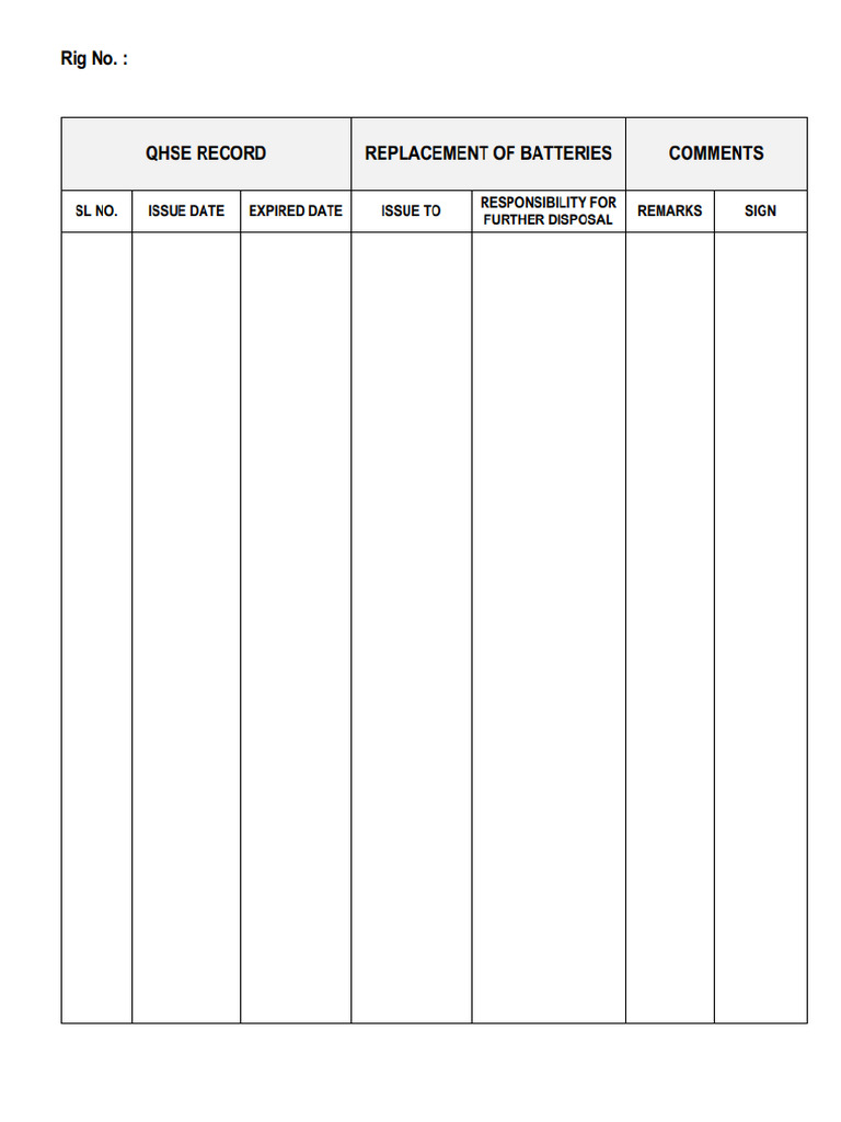 Battery Replacement Record | PDF