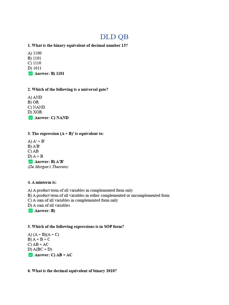 DLD QB | PDF | Central Processing Unit | Thread (Computing)