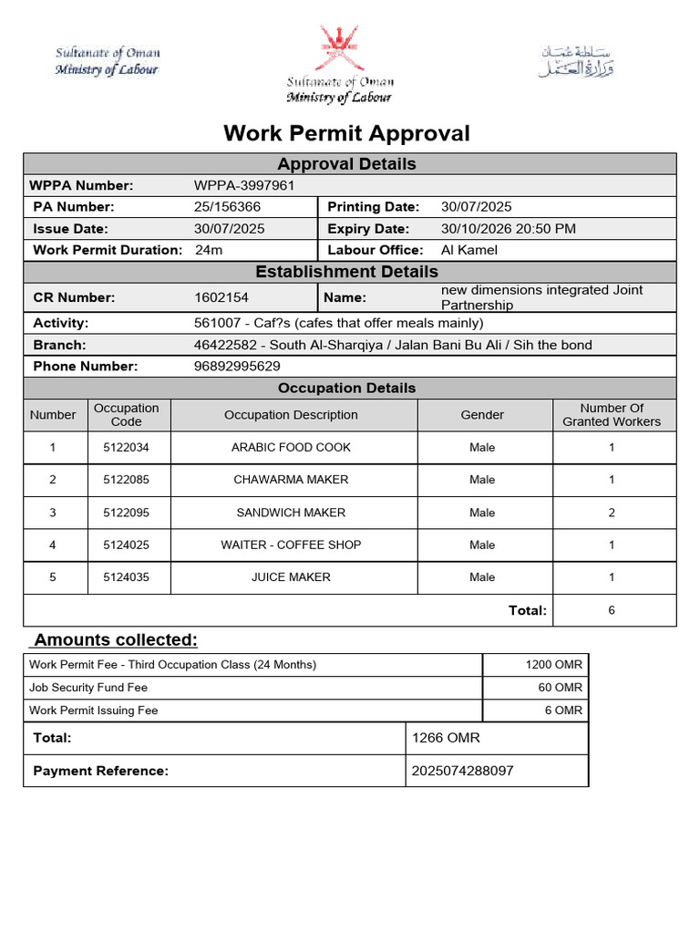 Work Permit Approval Details 2025 | PDF
