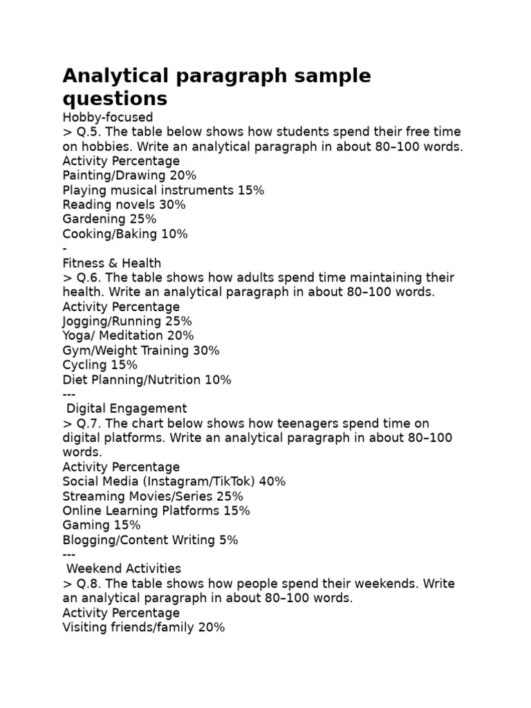 Analytical Paragraph Writing Prompts | PDF