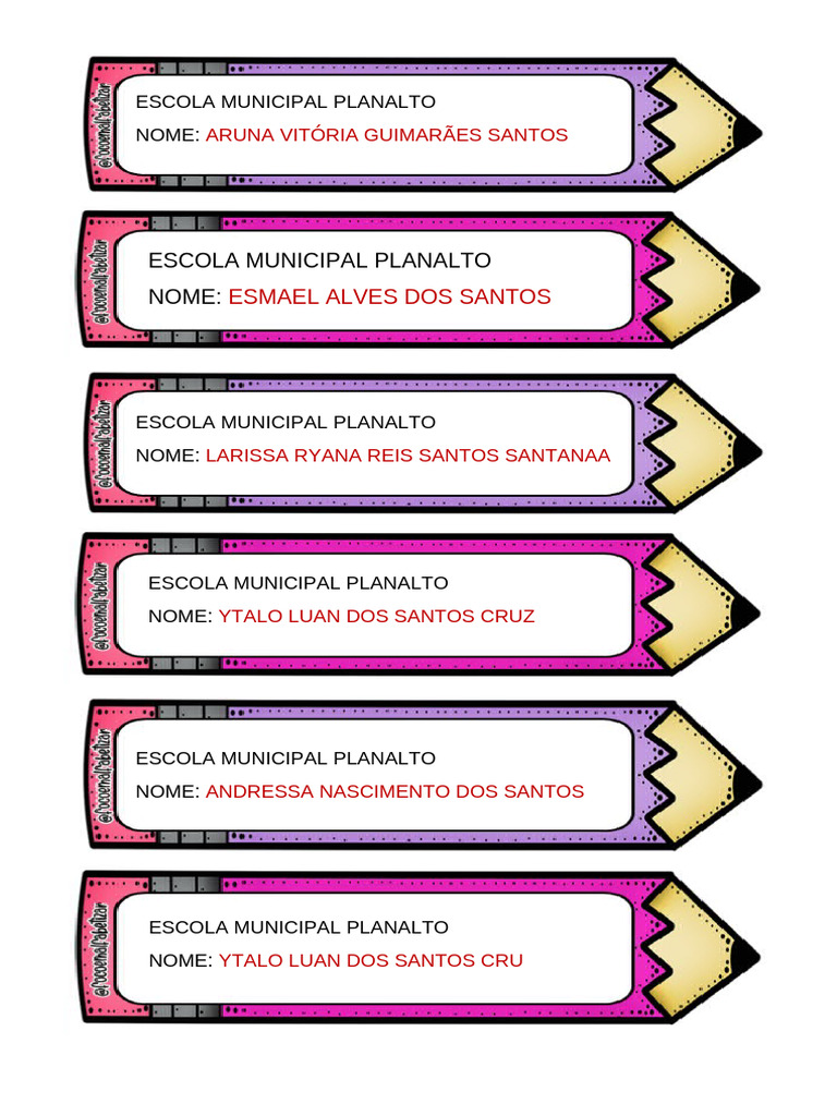 Alunos da Escola Municipal Planalto | PDF