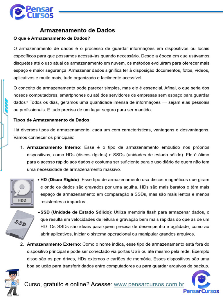 Tipos e Importância do Armazenamento de Dados | PDF | Armazenamento de ...