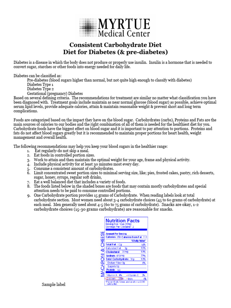 Diabetes Carbohydrate Diet Guide | PDF | Diabetes | Carbohydrates