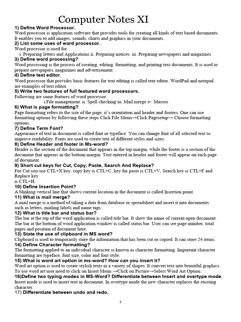 Essential Word Processing Concepts | PDF | Microsoft Word | Typefaces