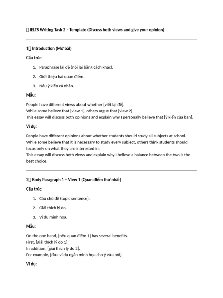 IELTS Writing Task 2 Template Guide | PDF | Social Psychology ...