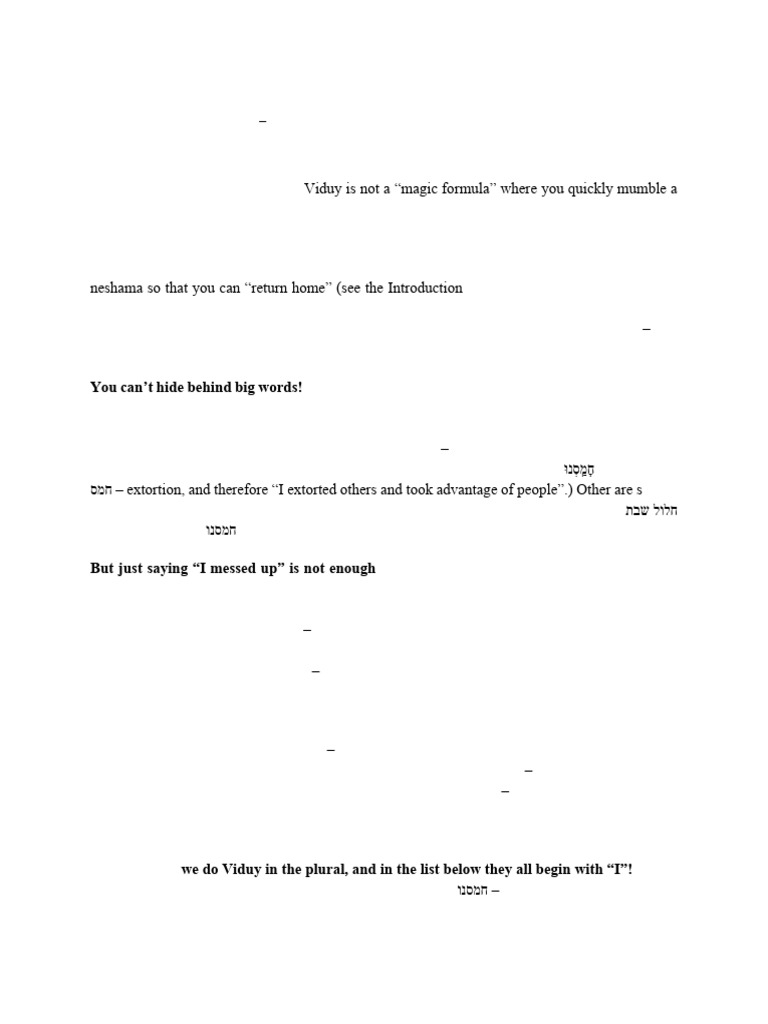 Vidui Expanded - Ashamnu, Al Cheit | PDF | Jewish Belief And Doctrine ...
