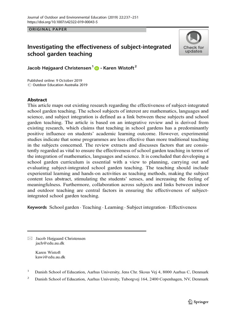 Effectiveness of Integrated School Garden Teaching | PDF | Teachers ...