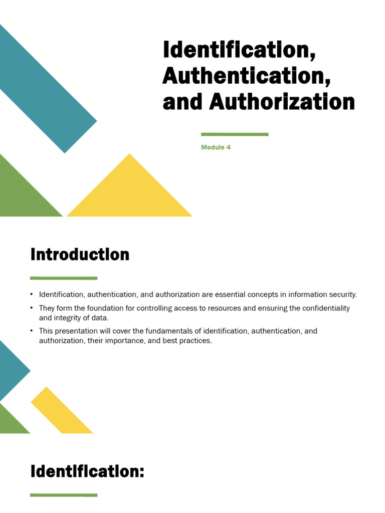 Identification, Authentication, Authorization Basics | PDF ...