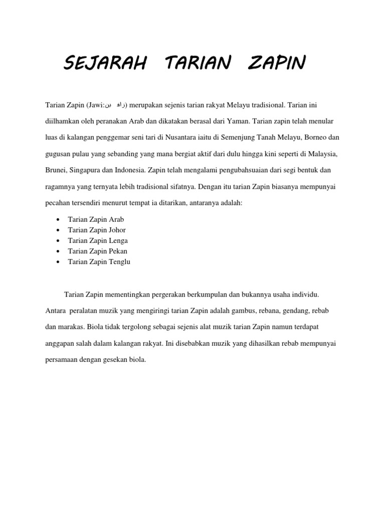 Sejarah Tarian Zapin Pdf