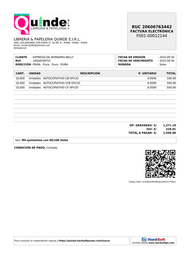 Libreria & Papeleria Quinde E.I.R.L | PDF