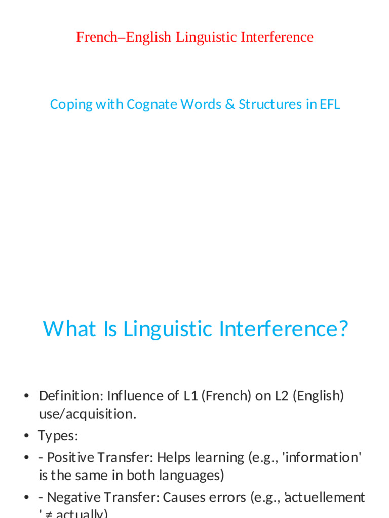 French-English Linguistic Interference Guide | PDF | English Language ...