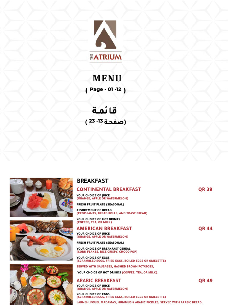 Breakfast and Menu Options Guide | PDF | Hamburgers | European Cuisine
