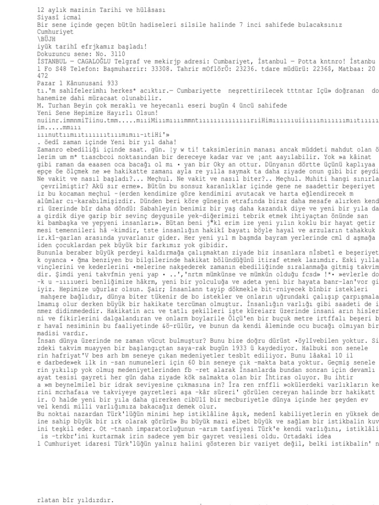 ocak 1933 tarihli cumhuriyet