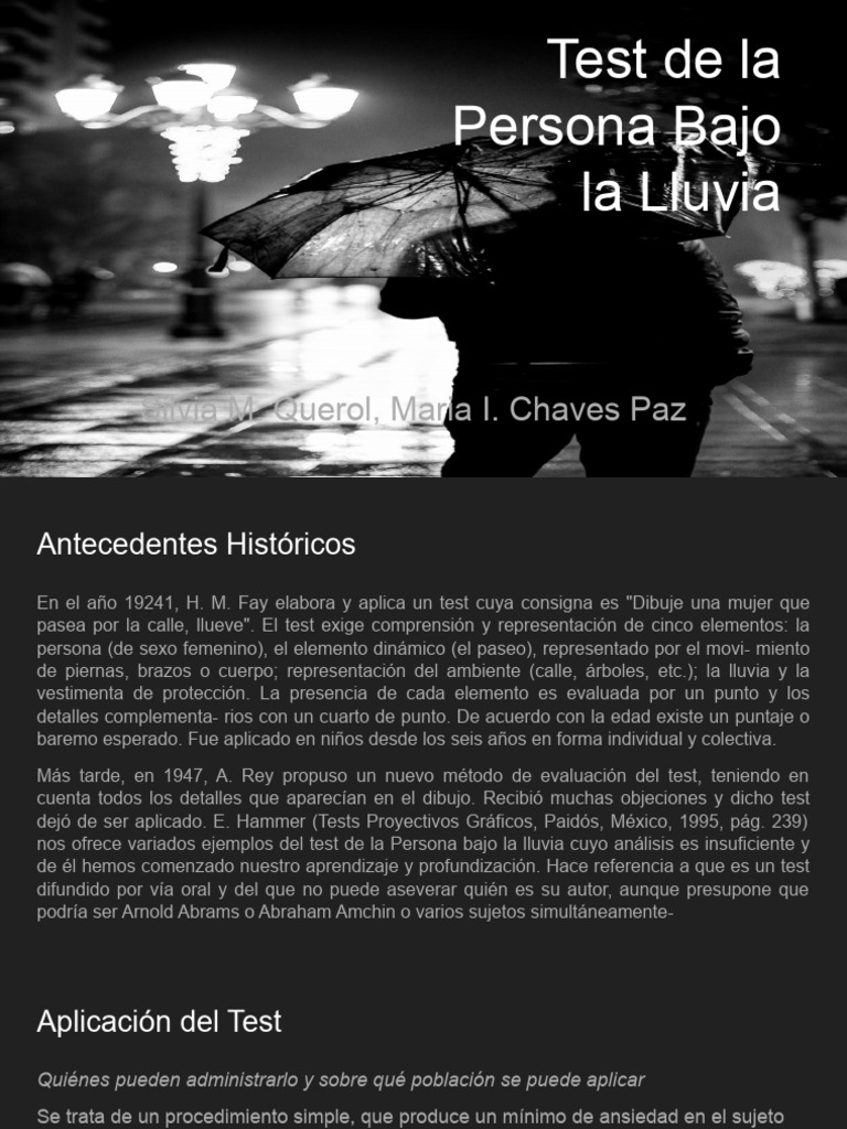 Test Proyectivo: Persona Bajo la Lluvia | PDF | Neurosis | Ansiedad