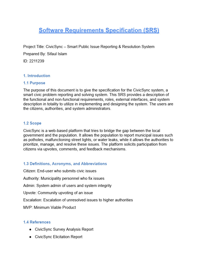 Software Requirements Specification (SRS) | PDF | Interface (Computing ...