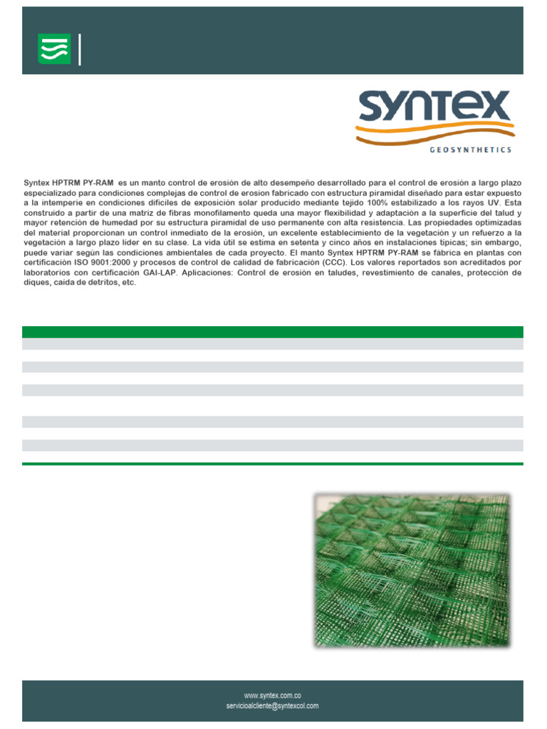 Manto Erosión Piramidal Syntex HPTRM | PDF | Materiales