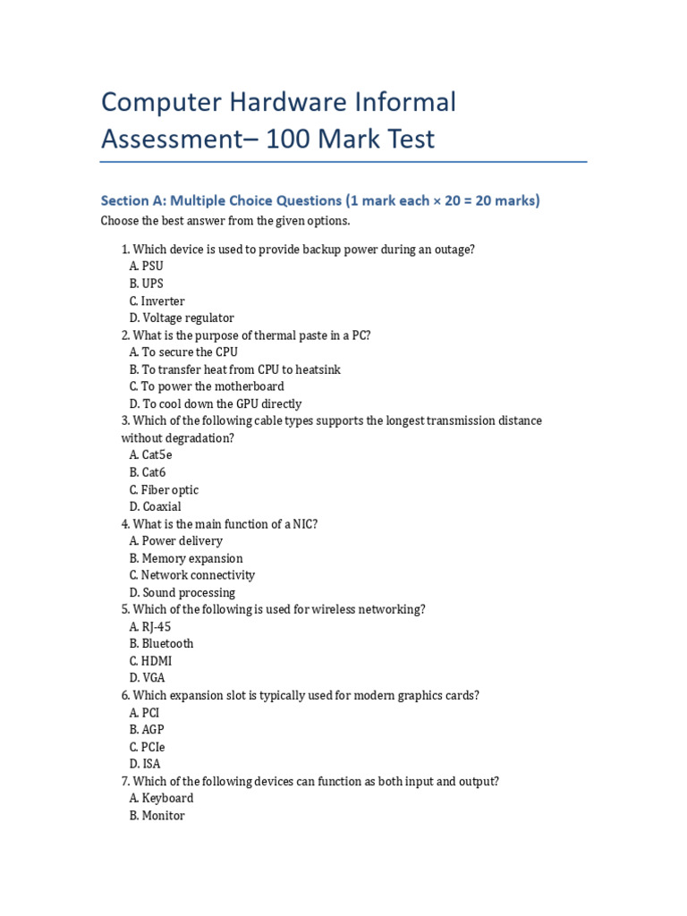 Advanced Computer Hardware Quiz | PDF | Solid State Drive | Computer ...