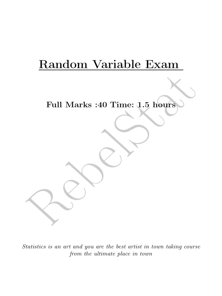 Random Variable Exam: Statistics Questions | PDF