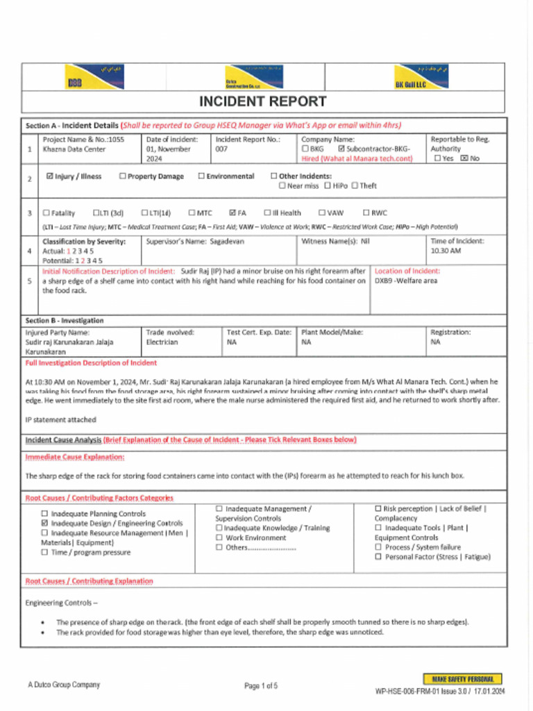 FAC - Final Incident Investigation Report 01.11.2024 | PDF