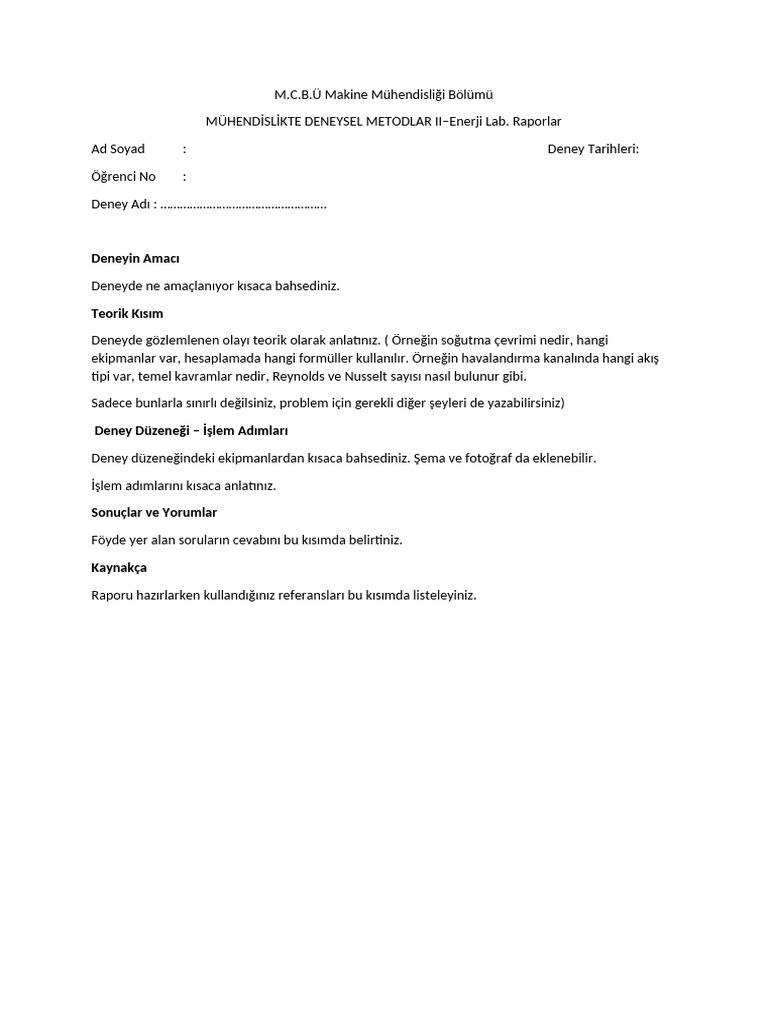 Enerji Rapor Şablonu | PDF