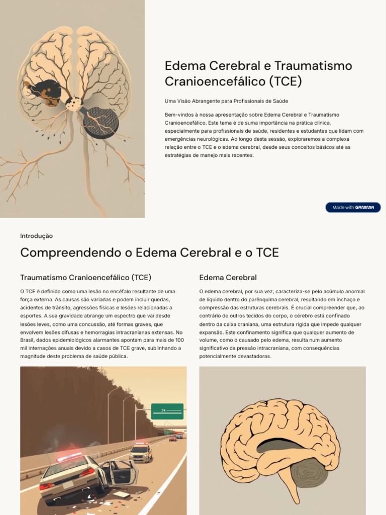Edema Cerebral e TCE: Guia para Profissionais | PDF | Traumatismo ...