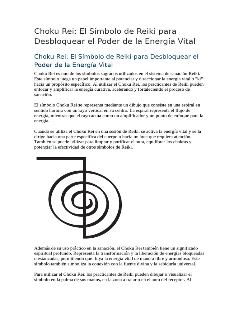 Choku Rei: Símbolo de Energía Vital en Reiki | PDF | Reiki