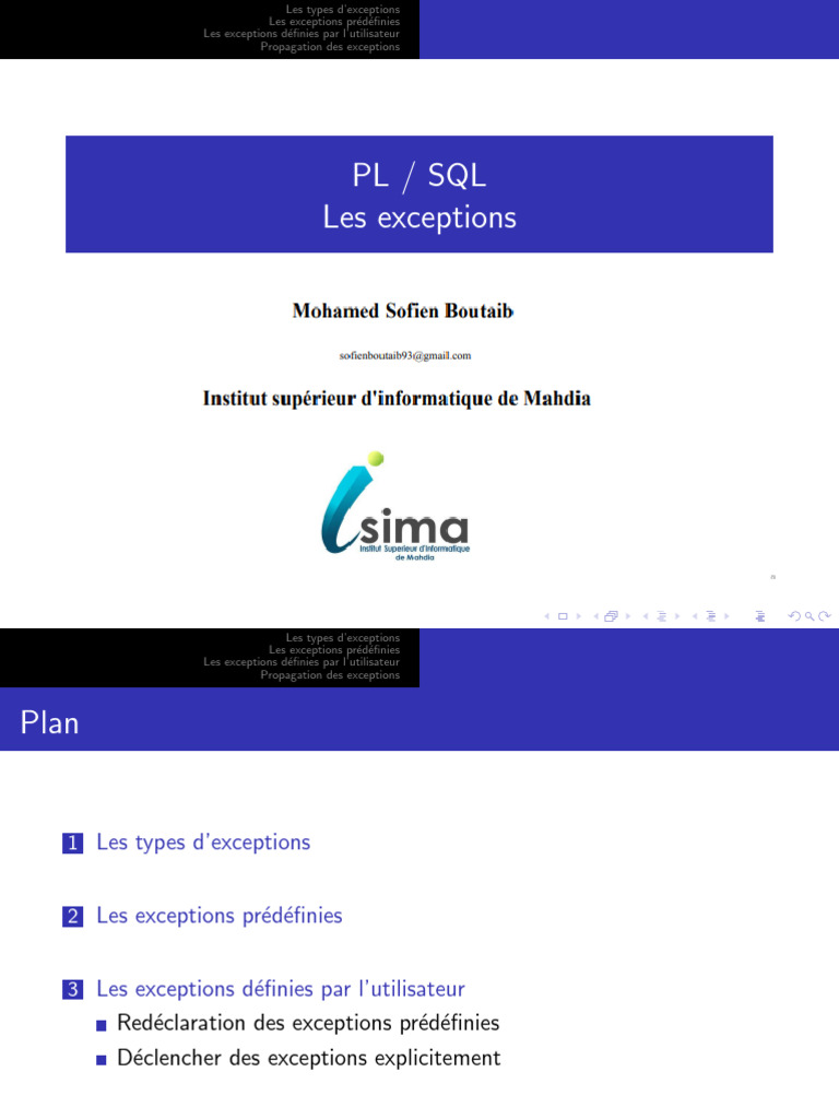 Types et gestion des exceptions PL/SQL | PDF | PL/SQL | Génie logiciel